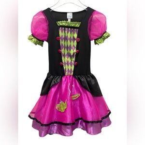 Disney Alice in Wonderland Mad Hatter Girls Costume Dress Pink Green 8/10 Tulle